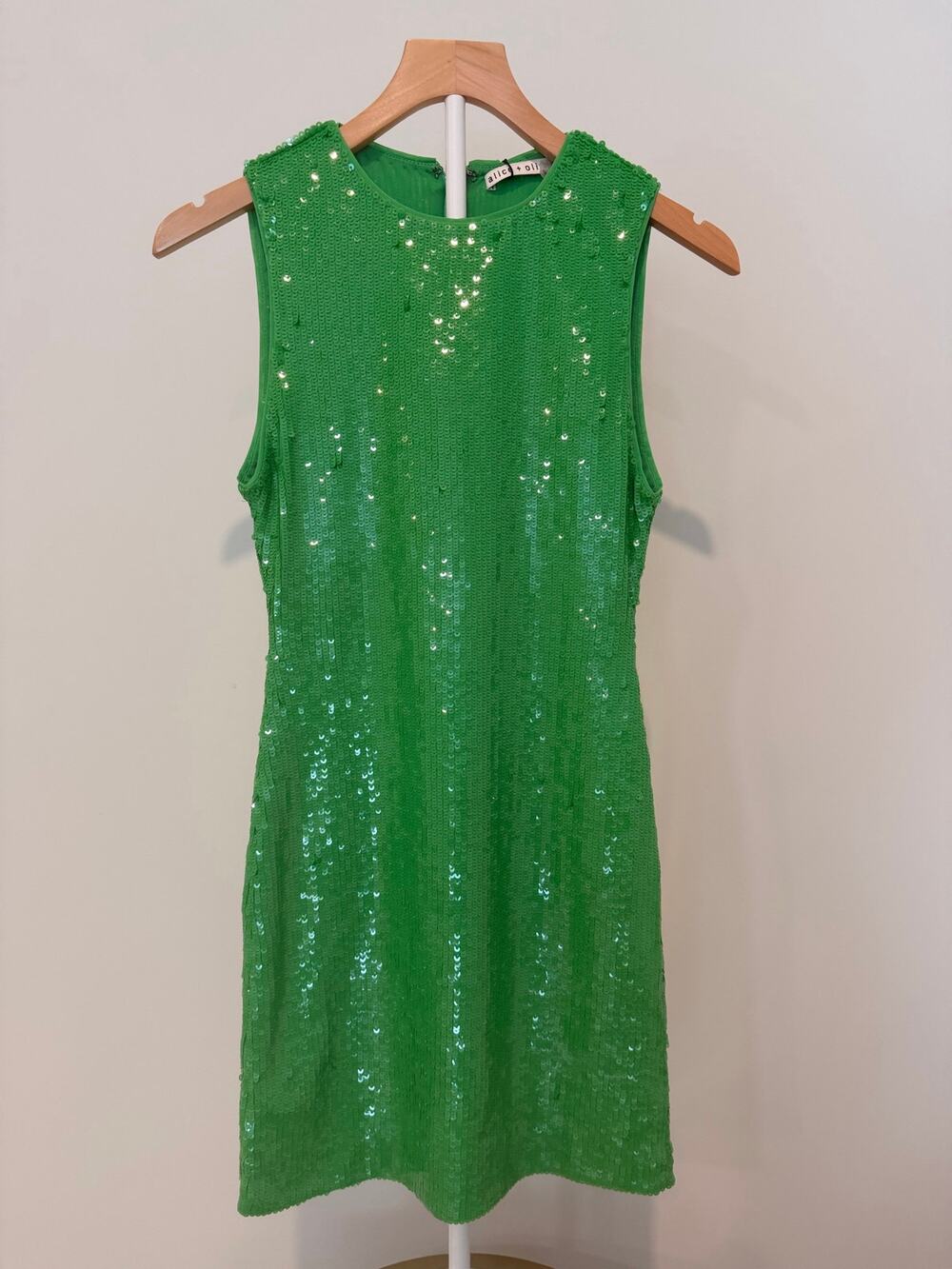 Alice + Olivia Delora Green Sequin Mini Dress Size 2 NWT $550